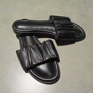 J. Crew Menorca Sandals Womens 9.5 Scrunchie Strap Slide Black Leather